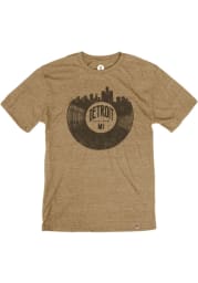 Detroit Tan Vinyl Record Skyline Short Sleeve Fashion T Shirt