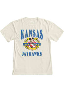 Kansas Jayhawks Womens Ivory Olive Mickey Short Sleeve T-Shirt