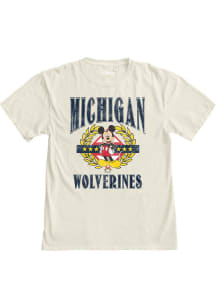 Michigan Wolverines Womens Ivory Olive Mickey Short Sleeve T-Shirt