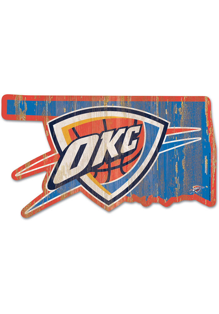 Oklahoma City Thunder state shape Sign