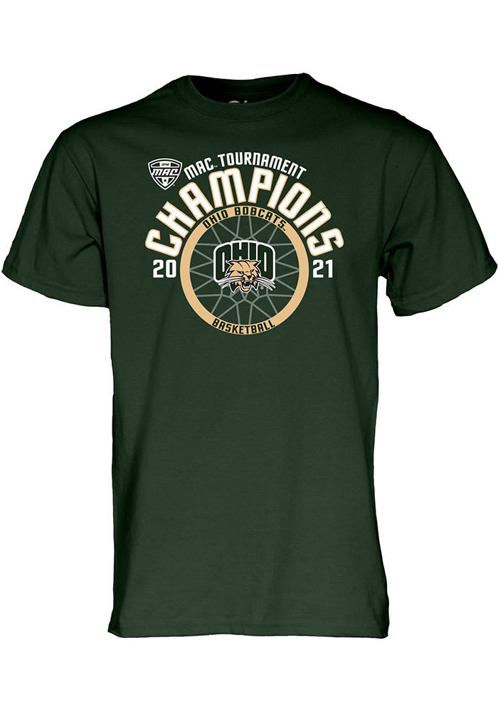 Ohio Bobcats Green 2021 Conference Tournament Champions Short Sleeve T Shirt