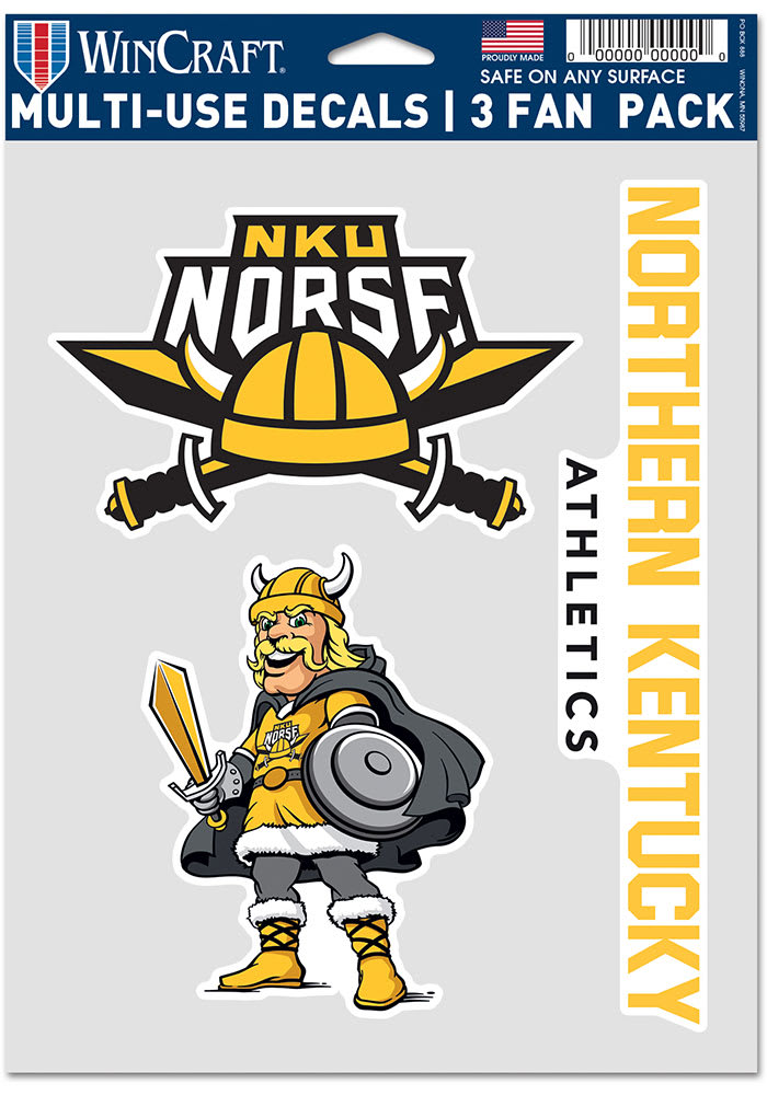 Northern Kentucky Norse 3pk Auto Decal - Yellow
