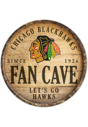 Chicago Blackhawks round fan cave Sign