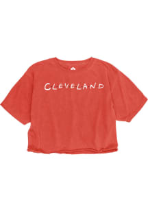 Rally Cleveland Womens Red Cheetah Short Sleeve T-Shirt