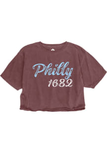 Philadelphia Womens Maroon Roller Rink Short Sleeve T-Shirt
