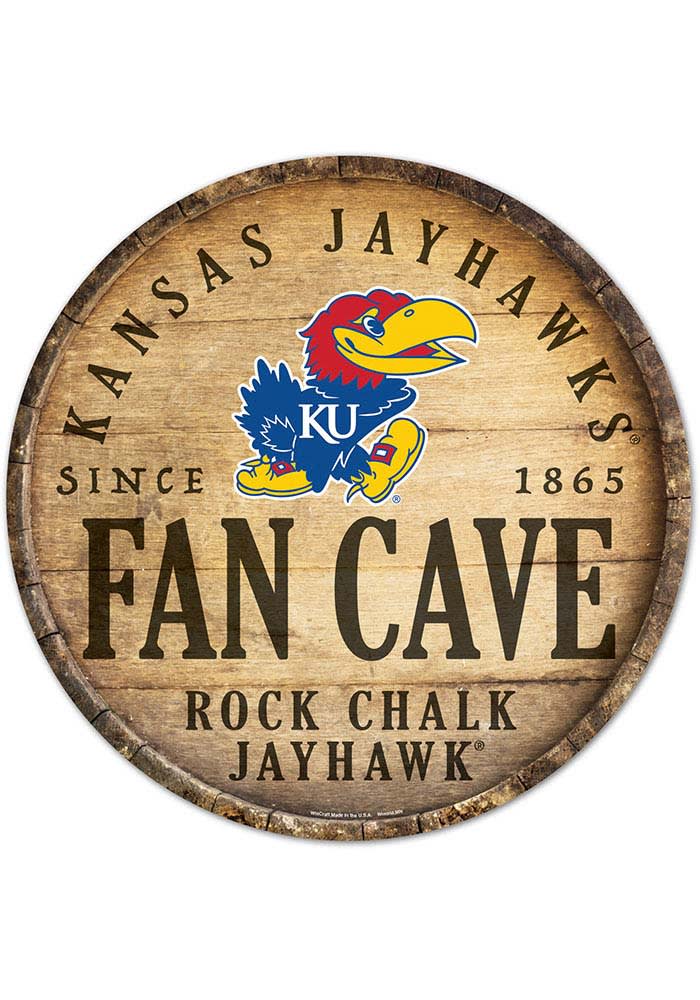 Kansas Jayhawks round fan cave Sign
