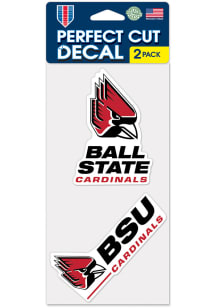 Ball State Cardinals 4x4 2 Pack Auto Decal - Red