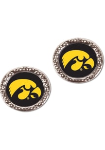 Iowa Hawkeyes Hammered Circle Post Womens Earrings