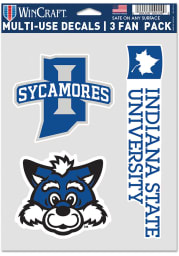 Indiana State Sycamores Triple Pack Auto Decal - Blue
