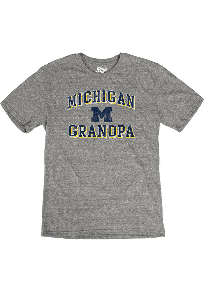 Michigan Wolverines Grey Grandpa Number One Short Sleeve Fashion T Shirt