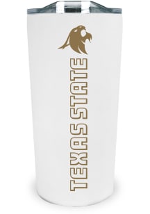 Texas State Bobcats Team Logo 18oz Soft Touch Stainless Steel Tumbler - White