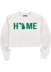 Blue 84 Michigan Womens White Home Crew Sweatshirt