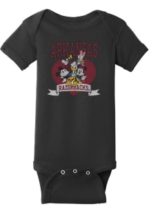 Arkansas Razorbacks Baby Black Disney Heart Troop Short Sleeve One Piece