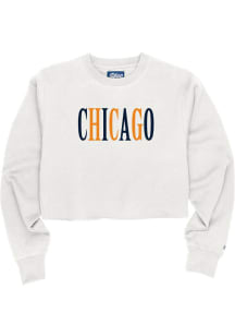 Chicago Womens White Multi Color Crew Sweatshirt