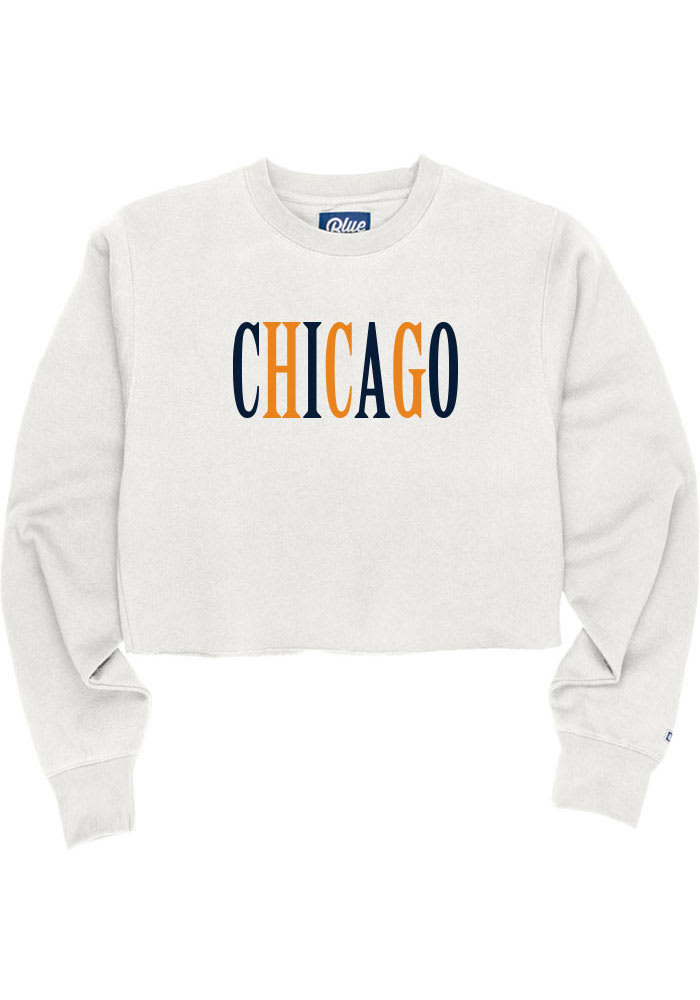 Chicago Womens White Multi Color Crew Sweatshirt