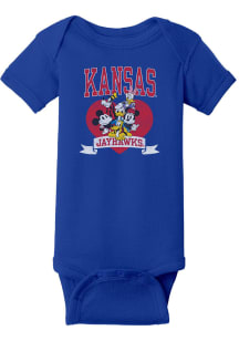 Kansas Jayhawks Baby Blue Disney Heart Troop Short Sleeve One Piece