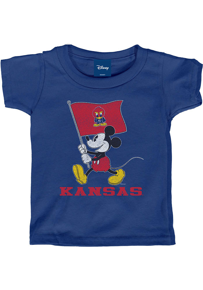 Kansas Jayhawks Toddler Blue Mickey Flag Waver Short Sleeve T-Shirt