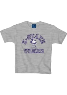 K-State Wildcats Youth Grey Mickey Man Cave Short Sleeve Fashion T-Shirt