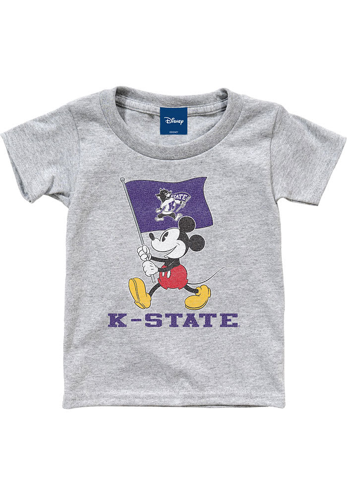 K-State Wildcats Toddler Grey Mickey Flag Waver Short Sleeve T-Shirt