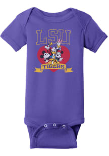 LSU Tigers Baby Purple Disney Heart Troop Short Sleeve One Piece