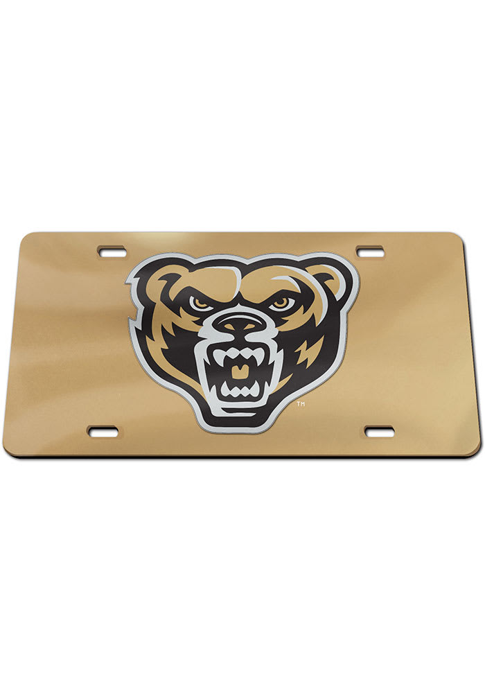 Oakland University Golden Grizzlies Team Color Acrylic Car Accessory License Plate