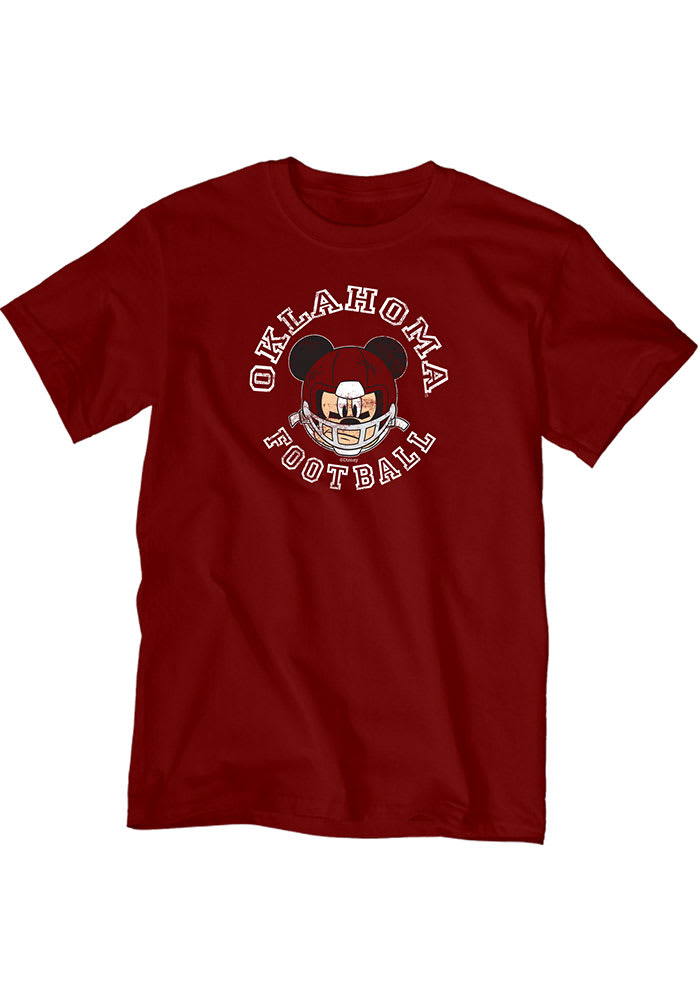 Oklahoma Sooners Cardinal Mickey Football Short Sleeve Fashion T Shirt