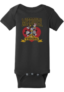 Missouri Tigers Baby Black Disney Heart Troop Short Sleeve One Piece