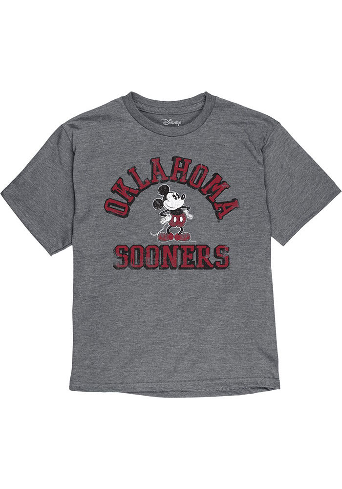 Oklahoma Sooners Youth Grey Mickey Man Cave Short Sleeve Fashion T-Shirt