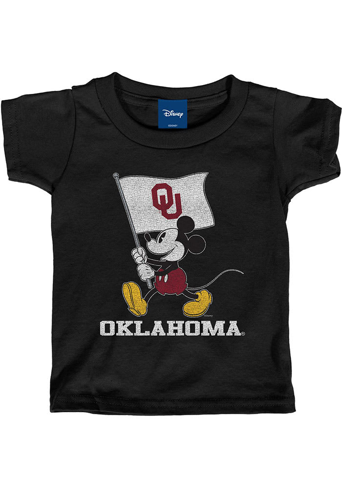 Oklahoma Sooners Toddler Black Mickey Flag Waver Short Sleeve T-Shirt