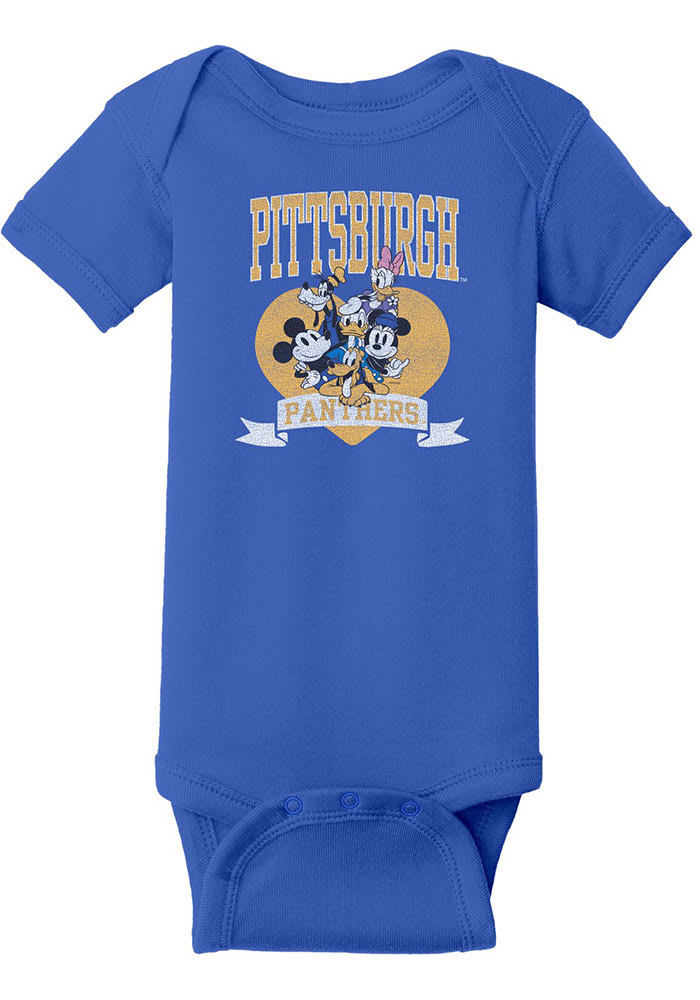 Pitt Panthers Baby Blue Disney Heart Troop Short Sleeve One Piece