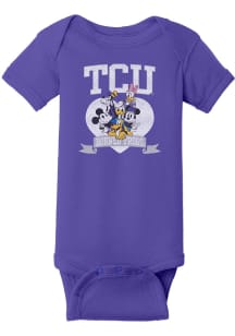 TCU Horned Frogs Baby Purple Disney Heart Troop Short Sleeve One Piece