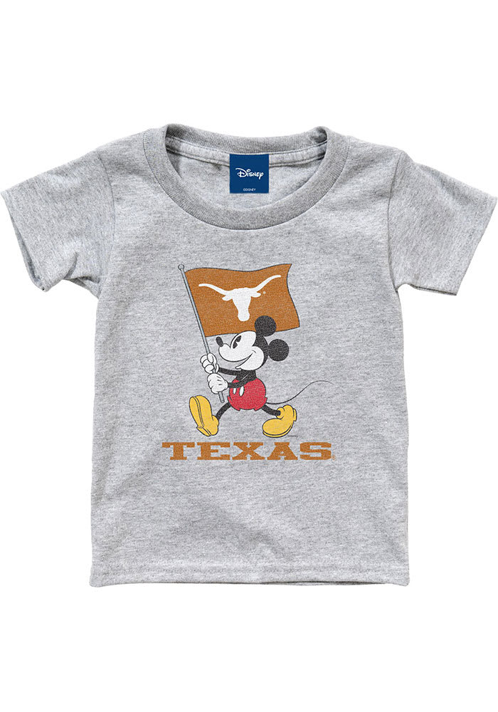 Texas Longhorns Toddler Grey Mickey Flag Waver Short Sleeve T-Shirt