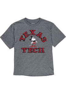 Texas Tech Red Raiders Youth Grey Mickey Man Cave Short Sleeve Fashion T-Shirt
