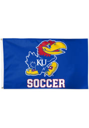 Kansas Jayhawks Soccer Blue Silk Screen Grommet Flag