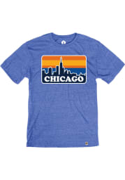 Rally Chicago Blue Colorblock Skyline Short Sleeve Fashion T Shirt