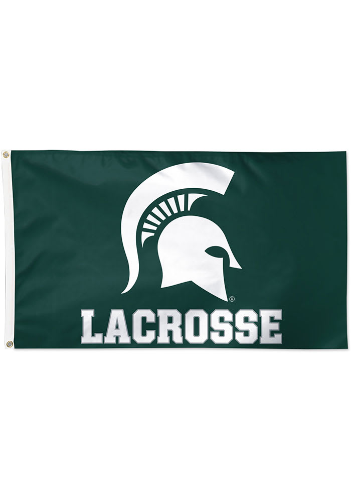 Michigan State Spartans Lacrosse 3x5 ft Green Silk Screen Grommet Flag