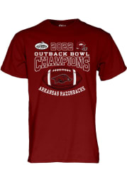 Arkansas Razorbacks Crimson 2021 Outback Bowl Champions Short Sleeve T Shirt