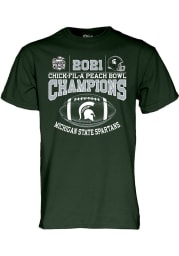 Michigan State Spartans Green 2021 Peach Bowl Champions Short Sleeve T Shirt