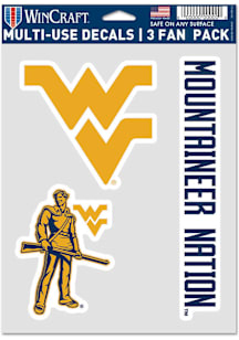 West Virginia Mountaineers Triple Pack Auto Decal - Navy Blue