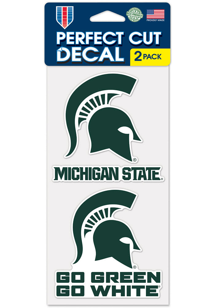 Michigan State Spartans Slogan and Logo Auto Decal - Green