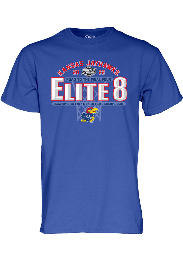 Kansas Jayhawks Blue 2022 Elite 8 Short Sleeve T Shirt