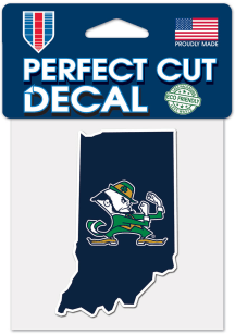 Notre Dame Fighting Irish 4x4 State Shape Auto Decal - Navy Blue