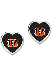 Cincinnati Bengals 3D Heart Post Womens Earrings