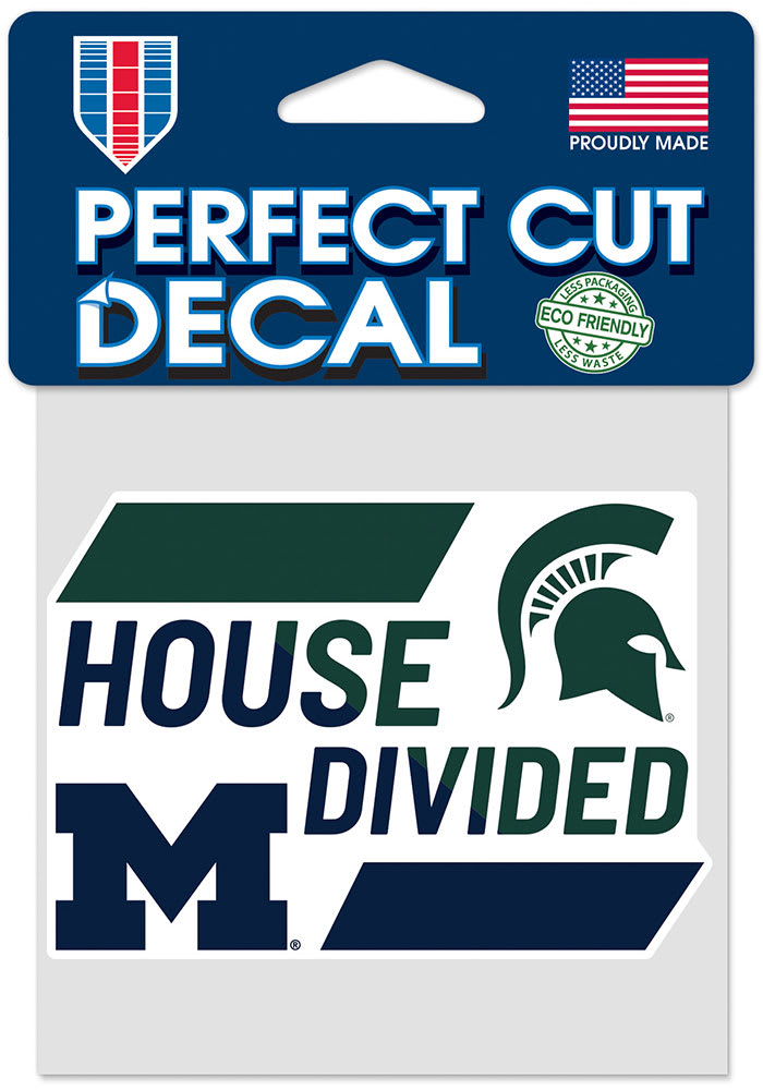 Michigan Wolverines House Divided 4x4 Auto Decal - Blue