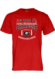 Georgia Bulldogs Red 2021 Orange Bowl Champions Short Sleeve T Shirt