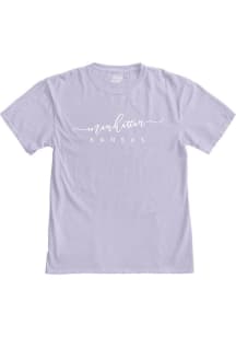 Manhattan Womens Lavender Script Short Sleeve T-Shirt