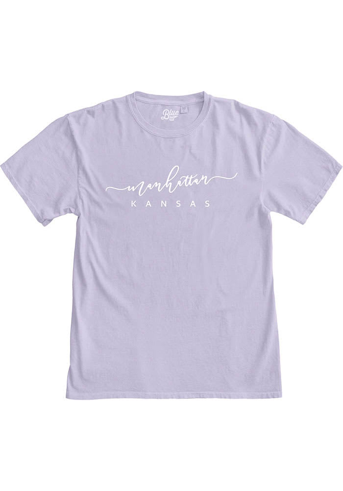 Rally Manhattan Womens Lavender Script Short Sleeve T-Shirt