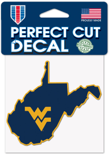 West Virginia Mountaineers 4x4 State Shape Auto Decal - Navy Blue