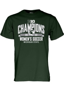 Michigan State Spartans Green Womens 2022 Soccer Big 10 Champions Short Sleeve T Shirt