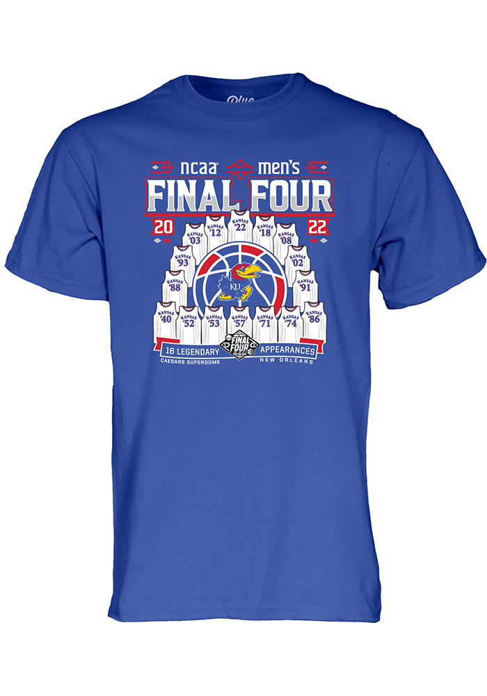 Kansas Jayhawks Blue 2022 Final Four Jerseys Short Sleeve T Shirt